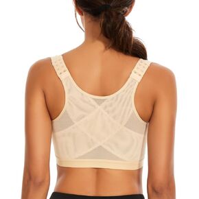 Women's Front Closure Posture Corrector Bra Back Support Smoothing Full Coverage Wireless Shaper Bra