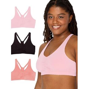 Fruit of the Loom Women's Adjustable Shirred Front Racerback Sports Bra Multi Packs!