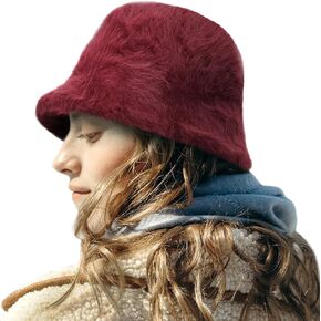 Winter Furry Bucket Hat for Women Solid Color Faux Fur Fluffy Fisherman Hat