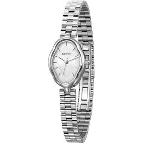 BERNY Silver Watches for Women Dainty Ladies Wristwatch Vintage Copper Mirrors Shape Japanese Quartz Movement 3ATM Waterproof All Stainless Steel Fashion Female Wrist Watch Birthday Gifts