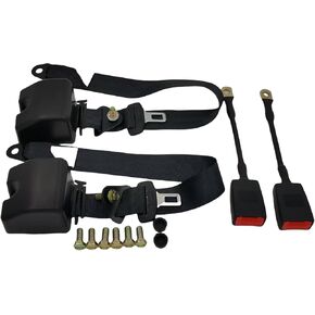 TEMI 2pcs 3pt Retractable Adjustable Belts for Trucks, UTV, Minivan, RV, Truck, Forklift Black NEW