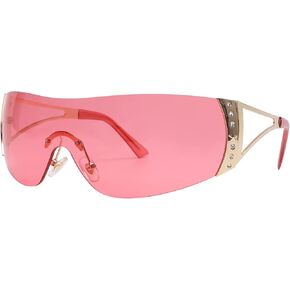 Wrap Around Y2K Sunglasses for Women Men Shield Flat Top Sunglasses Futuristic Frameless Gradient Lens Sun Glasses