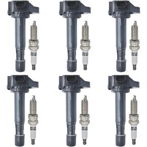Ignition Coil Iridium Spark Plugs Set of 6pcs UF713 C1824 Compatible with Honda Pilot Accord Ridgeline Odyssey Acura MDX RLX TLX 3.5L V6
