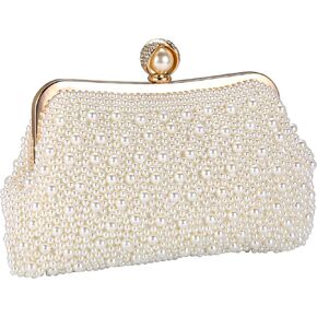CHIC DIARY Pearl Clutch Purses for Women Evening Small Clutch Handbag Wedding Bridal Crossbody Bag for Party