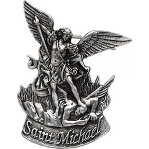 Pewter Saint St Michael the Archangel Traveling Car Visor Clip, 2 Inch
