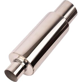 2.0 Inch Inlet 3.0 Inch Outlet Exhaust Muffler 2.0" to 3.0" Universal 15" Length Stainless Steel Polished Exhaust Tip Non Burnt