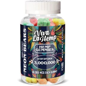 Hemp Gummies Natural Flavoured 50,000 Each Gummy Made in USA 60 Hemp Gummies