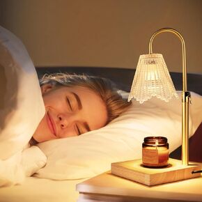 Candle Warmer Lamp with Timer Dimmer, Adjustable Height Electric Candle Warmer with 2 Bulbs, Wax Warmer for Home Decor, GIFS for Mother, Christmas, Wooden Based