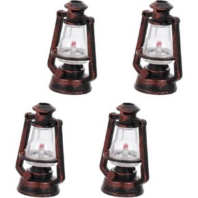 4-Piece Mini Retro Kerosene Lantern Ornaments - Vintage Oil Lamps for Christmas Tree, Dollhouse, and Home Decor | Miniature Hanging Lanterns for Micro Landscape, Party Decorations, and Holiday Crafts