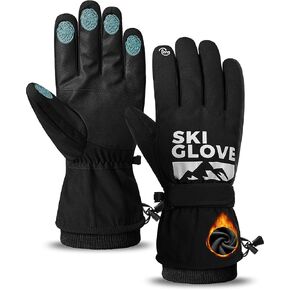 Winter Gloves Men, Snow Ski Gloves Waterproof Windproof Warm Thermal Gloves for Women, 5-Finger Touchscreen Gloves for Driving Workout Running Hiking Cycling Snowboarding