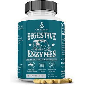 Ancestral Supplements Digestive Enzymes for Women & Men, 90 Capsules, with Probiotics and Grass Fed Beef Organs, Supports Gut Health, Digestive Health & Nutrient Absorption, Allergen Free, Non GMO