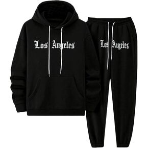 GORGLITTER Men's 2 Piece Track Sweat Suits Graphic Hoodie and Sweatpants Set Tracksuit Outfits