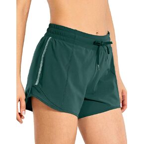 CRZ YOGA Womens Athletic Running Shorts with Zip Pocket, 4" Mid-Waist Mesh Liner Gym Workout Shorts