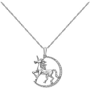 Diamond Unicorn Necklace in 925 Sterling Silver, 1/10ct (I-J Color, I3 Clarity), 17 inch, by Keepsake
