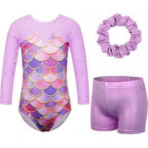 XFGIRLS 3/4 Mesh Sleeve Gymnastics Leotard for Girls Athletic Dancewear