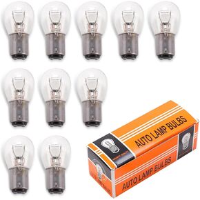 10 PCS Car Brake Bulbs, 12V 21/5W High and Low Foot Dual Light Car Tail Light, Turn Signal Bulb Replacement Parts, Suitable for Most Cars (Transparent)