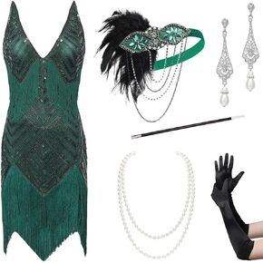 BABEYOND Women's 1920s Flapper Dress V Neck Slip Dress Roaring 20s Great Gatsby Dress for Party