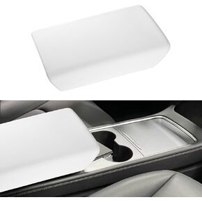 ENOCHT Center Console Cover Compatible with Tesla Model 3 Model Y Waterproof Non-Slip Arm Rest Cover for Car TPE Seat Storage Box Interior Accessories White 2016-2024 (Not Compatible for 2024 Model 3)