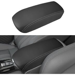 INTGET Car Center Console Armrest Cover for 2025 Honda HRV/HR-V Accessories 2023 2024 Leather Arm Rest Box Lid Middle Console Seat Cover Protector (2024+, Black Stitches)