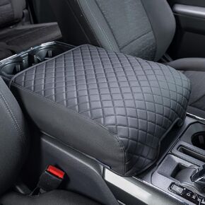 JOYTUTUS Center Console Cover Compatible with 2021-2024 Ford F150, Leather Armrest Cover Center Console Cushion Arm Rest Cover