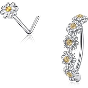 Daisy Piercing Jewelry Sterling Silver Daisy Belly Button Ring Daisy Nose Stud Nose Piercing Navel Jewelry Gifts for Women
