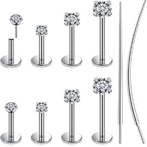 F136 Titanium 20/18g Threadless Nose Rings Studs Piercing Jewelry Flat Back Earrings for Women Small Cartilage Helix Tragus Lip Labret Medusa Diamond