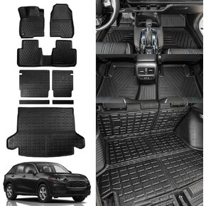 Rongtaod Floor Mats Compatible with 2023 2024 2025 Honda HRV Floor Mats Trunk Mat Cargo Mat Cargo Liner All Weather Back Seat Cover Protector HR-V Accessories (Trunk Mat+Backrest Mats+Floor Mats)