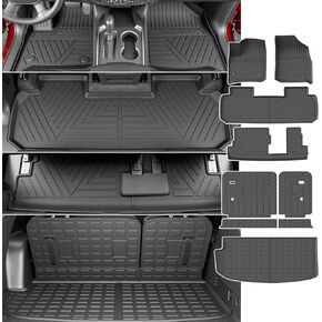 7&8 Seats Cargo Mat Compatible with 2018-2024 Chevy Traverse Trunk Liner Backrest Mat Replacement for 2018-2024 Chevy Traverse Accessories(2018-2024,Cargo Mat+Backrest Mat)