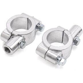 uxcell 2Pcs 9mm Thread 1" Motorcycle Handlebar Rearview Mirror Holder Clamp Adaptor Silver Tone