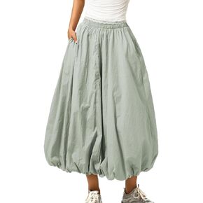 Bubble Midi Skirt with Pockets, Puffy Hem Maxi Long Skirts for Women, Balloon Going Out Concert Outfits