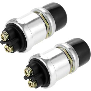 2 PCS Push Button Momentary Starter Switch, 12V/24V Horn Engine Start Switch Replacement, Waterproof Momentary Switch Starter for Truck Tractor Marine Boat, Car Accessories (Black)