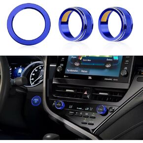 CKE (Not Fit 2025) Compatible with Toyota Camry 2024 2023 2022 2021 Accessories Sporty Car Air Conditioning AC Engine Start Stop Push Button Switch Cover Rings -Red