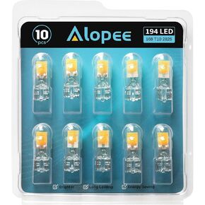 Alopee 10 Pack 194 Bulb Warm White Led 2700K Replacement for 168 194 W5W T10 Led Bulb Car Interior Lighting RV Led Light Bulbs DC 12V Only