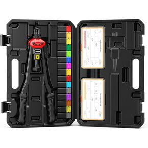 CORWIN Stroke Setting Rivet Nut Gun 1003 16-Inch, with Metric and SAE 15 Specifications Mandrels, and 200 Pieces of Rivet Nuts Stored in a Blow Molded Plastic Carrying Case