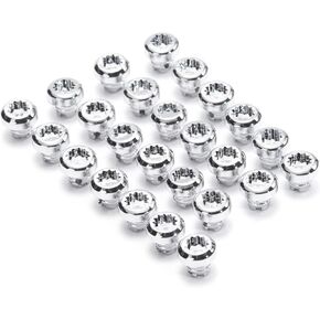 RTRHINOTUNING 50PCS Wheel Rim Lip Rivets Nuts of 7.5mm/0.3in Hole Replacement Plastic Chrome Silver Rivets