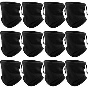 12 Pieces Fleece Neck Warmer For Men Women Winter Neck Gaiter Windproof Face Covering