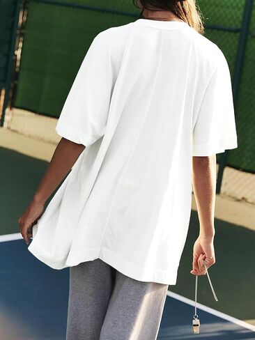 Tankaneo Womens Oversized Crew Neck Tshirts Casual Short Raglan Sleeve Tunic Tops Summer Loose Fit Workout Tee Shirts in Saudi Arabia