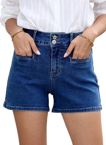 Sidefeel Womens Jean Shorts Casual High Waisted Stretchy Summer Denim Shorts with Welt Pockets in Saudi Arabia