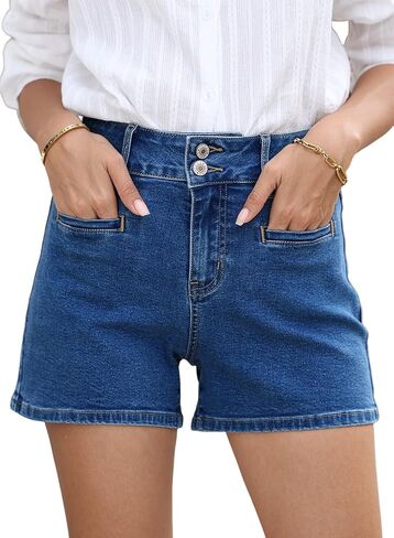 Sidefeel Womens Jean Shorts Casual High Waisted Stretchy Summer Denim Shorts with Welt Pockets in Saudi Arabia