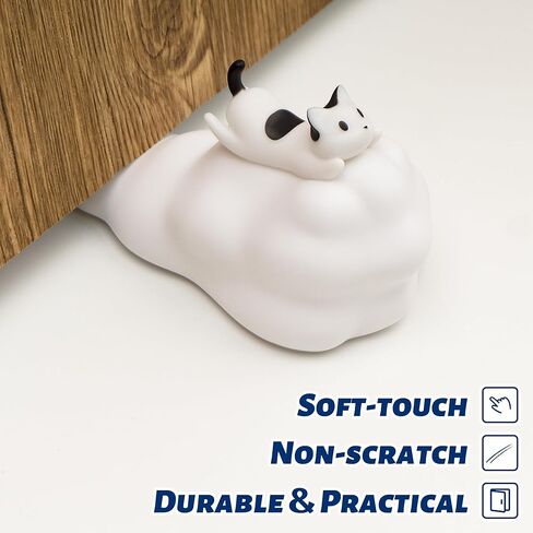 Cute Door Stopper, Cartoon Cat Cloud Door Stop, 1 Pack Decorative Door Wedge for Home and Office Floor, Flying Kitty, Blue(Patent Registering) in Saudi Arabia