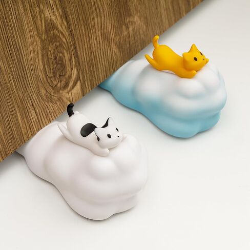 Cute Door Stopper, Cartoon Cat Cloud Door Stop, 1 Pack Decorative Door Wedge for Home and Office Floor, Flying Kitty, Blue(Patent Registering) in Saudi Arabia