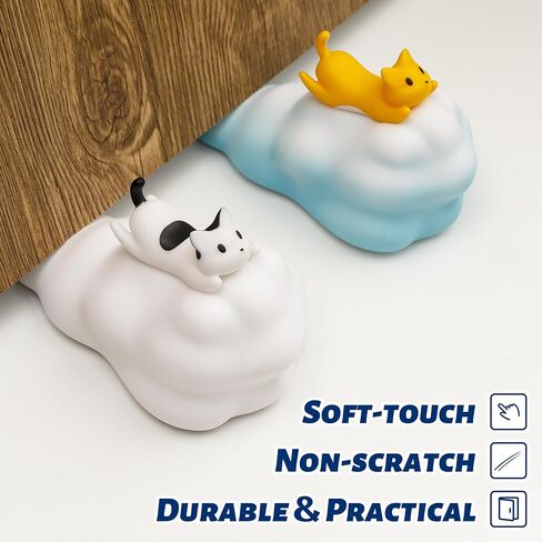 Cute Door Stopper, Cartoon Cat Cloud Door Stop, 1 Pack Decorative Door Wedge for Home and Office Floor, Flying Kitty, Blue(Patent Registering) in Saudi Arabia