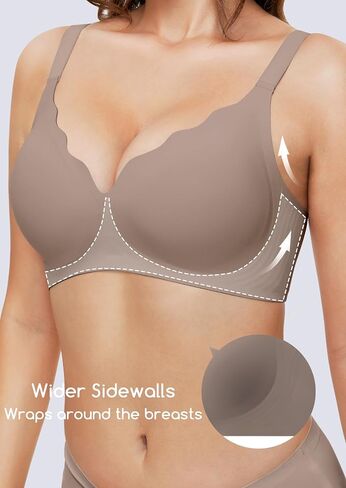 Womens Bras No Underwire Seamless Wireless Sleeping Bras Scalloped Deep V Bralettes Comfortable Everyday Bras in Saudi Arabia