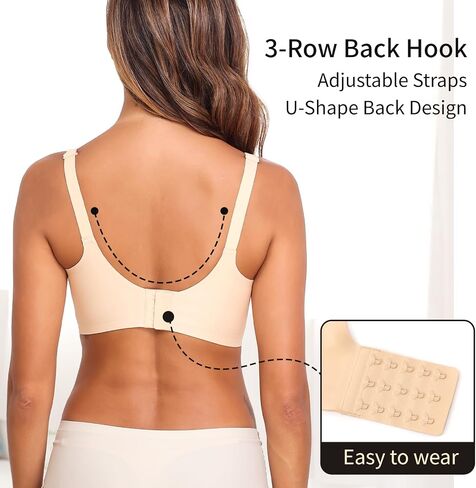 Womens Comfortable Wireless Bras with Support and Lift Seamless Push up Back Smoothing Comfort Everyday Bra in Saudi Arabia