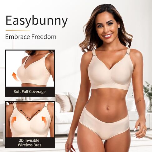 Womens Comfortable Wireless Bras with Support and Lift Seamless Push up Back Smoothing Comfort Everyday Bra in Saudi Arabia