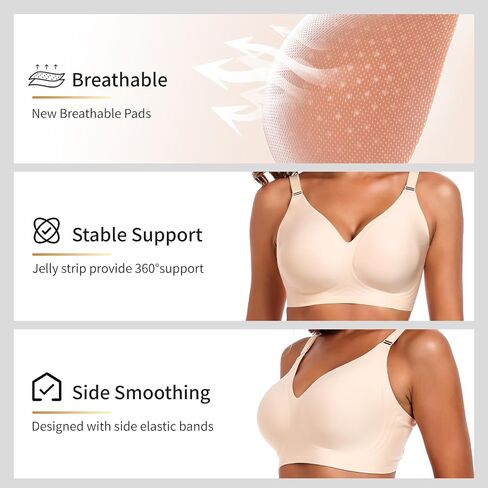 Womens Comfortable Wireless Bras with Support and Lift Seamless Push up Back Smoothing Comfort Everyday Bra in Saudi Arabia