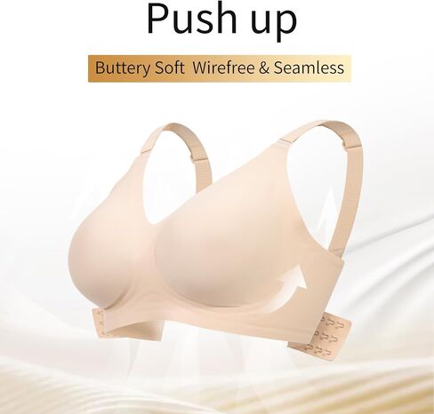 Womens Comfortable Wireless Bras with Support and Lift Seamless Push up Back Smoothing Comfort Everyday Bra in Saudi Arabia