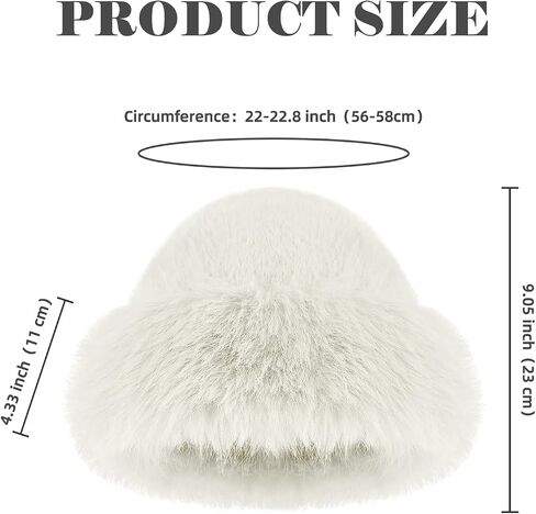 Faux Fur Plush Bucket Hat, Winter Soft Cute Fuzzy Fisherman Cap, Fashion Outdoor Thick Warm Hats for Women in Kuwait
