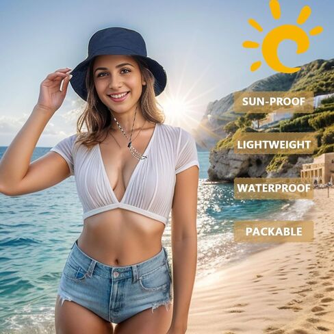 Waterproof Bucket Rain Hat for Men Women, Outdoor Fishing Hat Foldable UV Protection Sun Hat Quick Dry Summer Beach Fishing in Saudi Arabia