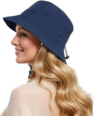 Waterproof Bucket Rain Hat for Men Women, Outdoor Fishing Hat Foldable UV Protection Sun Hat Quick Dry Summer Beach Fishing in Saudi Arabia